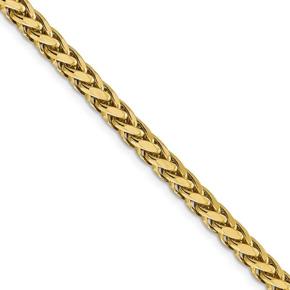 Men's 5mm 14k Yellow Gold D/C Hollow Wheat Chain Necklace 24 Inch